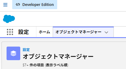 セールスフォース デベロッパーエディションハンズオンのオブジェクトマネージャー